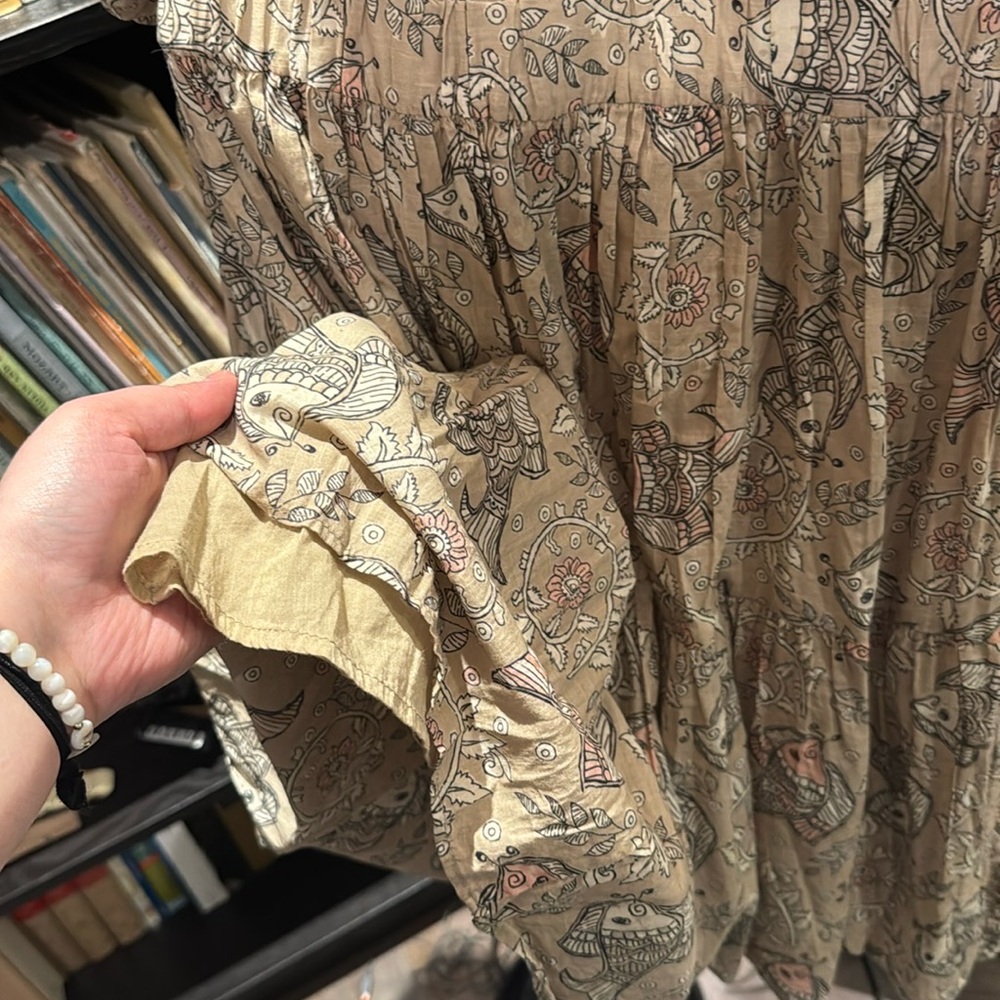 ANTHROPOLOGIE FISH PATTERN DRESS in tan - Picture 4 of 5